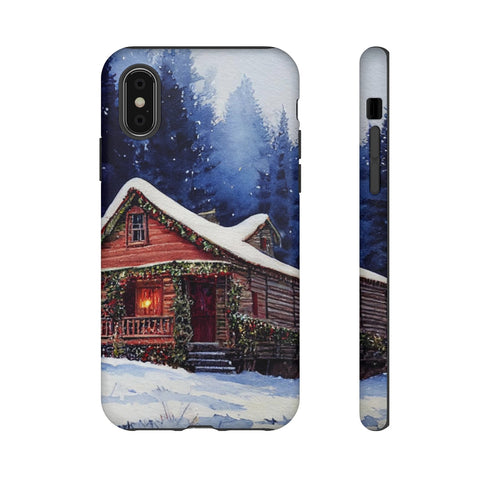 Cozy Christmas Cabin in the Snow - Impact Resistant Phone Case iPhone X Matte